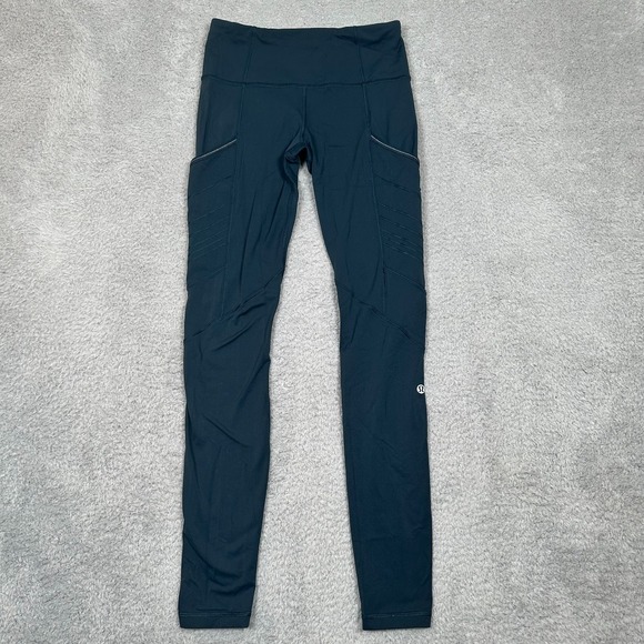 lululemon athletica Pants - Lululemon Fresh Track Tight Fleece Size 4 Nocturnal Teal NCTL 92949